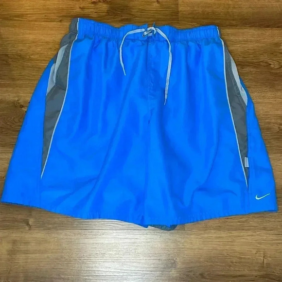 Nike Swoosh Men’s XXL Blue Gray Swim Trunks Shorts - Picture 1 of 8